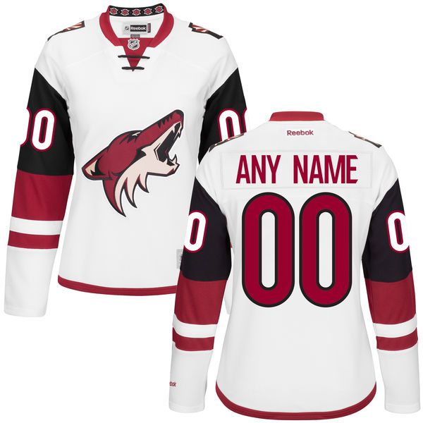 Women Arizona Coyotes White Premier Away Custom NHL Jersey->women nhl jersey->Women Jersey